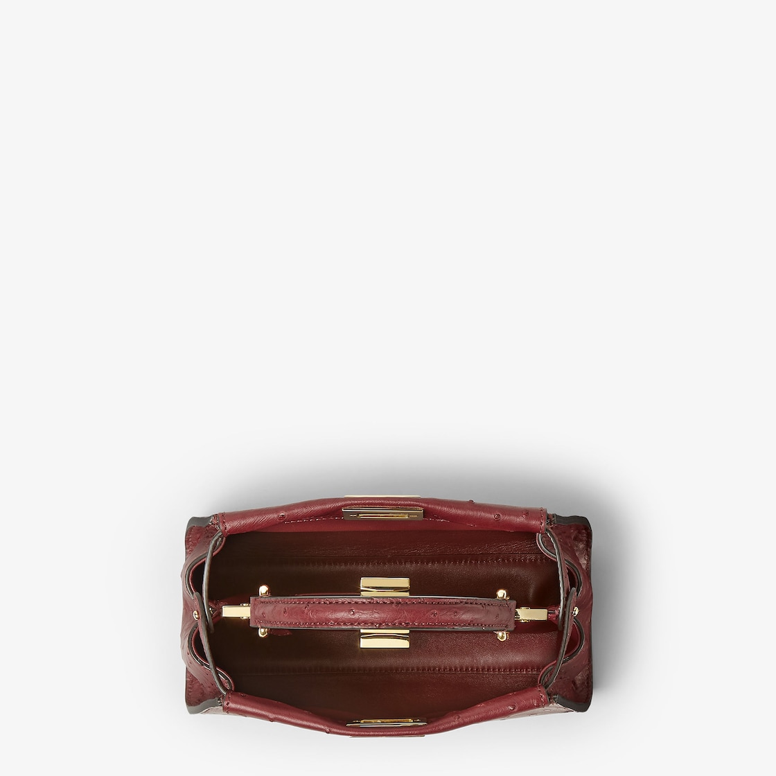 FENDI Peekaboo Mini Burgundy ostrich skin bag - Image 4